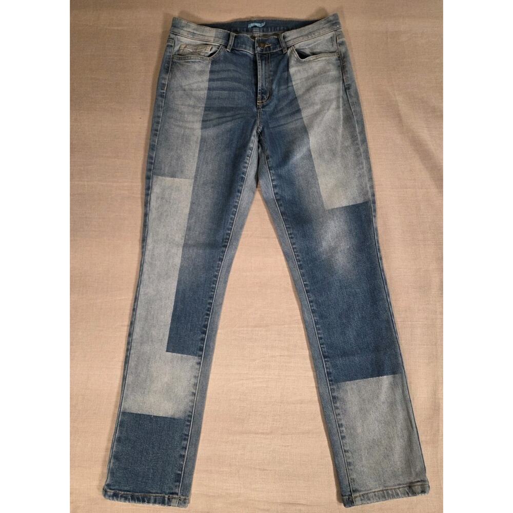 J. McLaughlin Jaycie Patchwork Two Tone Women's Denim Jeans Size 10